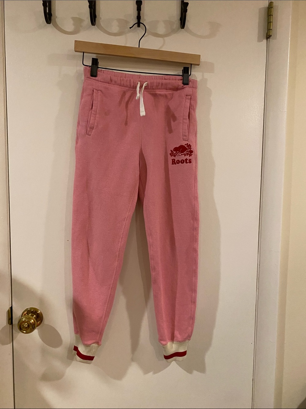 Roots Pink Kids Joggers with Contrast Cuff Trim
